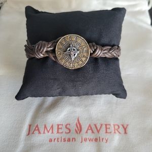 James Avery Point the way Leather bracelet